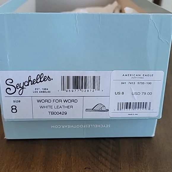 SEYCHELLES Word for Word White Leather Sandals 8 NIB - Picture 3 of 7